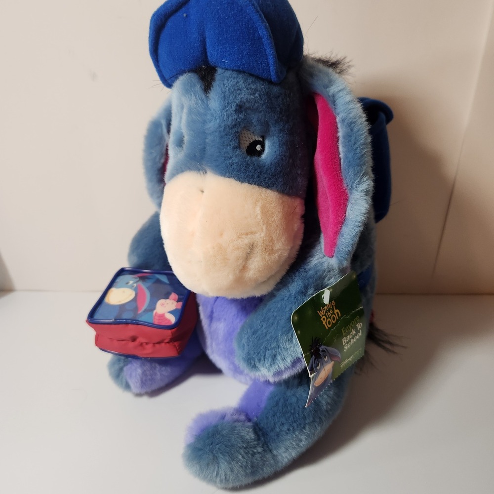 Disney Store Eeyore Back To School Plush Winnie the Pooh‎ Blue Backpack Lunchbox